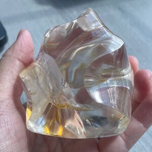 Clear Golden Healer Quartz Flame with Rainbows